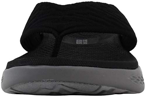 Skechers Women's On-The-Go 600-Sunny Flip-Flop, Black/Grey, 8 M US