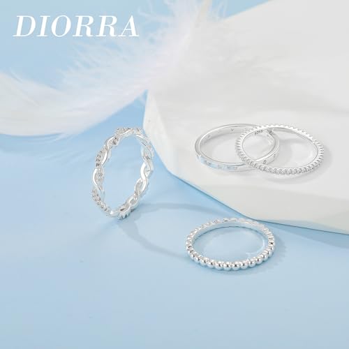 Sterling Silver Ring for Women, 4PCS Thin Stackable Rings Cubic Zirconia Thumb Ring Set Engagement Statement Wedding Bands for Women Size 5-104