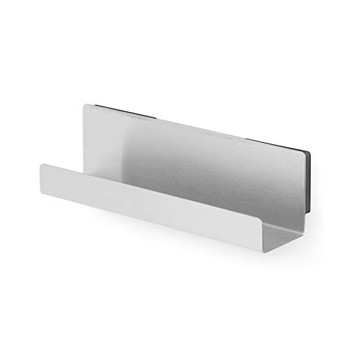 Compactor Magnetic iPad/Tablet and Cookery Book Holder Stand for Fridges and Metal Surfaces, Stainless Steel, Silver, 21.5 x 4.5 x 6 cm