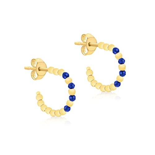Boucles d'oreilles créoles or jaune et spinelle bleu Carissima, le cadeau parfait pour elle