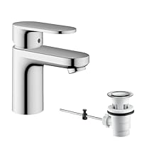hansgrohe Vernis Blend - Waschtischarmatur mit Zugstangen-Ablauf, Wasserhahn Bad mit Auslauf Höhe 70 mm, Mischbatterie Waschbecken wassersparend (EcoSmart), Chrom