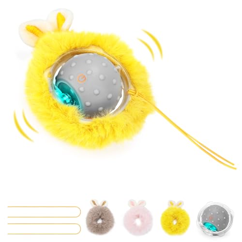 PETTOM Interaktives Katzenspielzeug Selbstbeschäftigung, Katzen Spielzeug Ball mit LED-Licht & 3 Modi & Vogelruf, Katzenspielzeug Elektrisch mit...