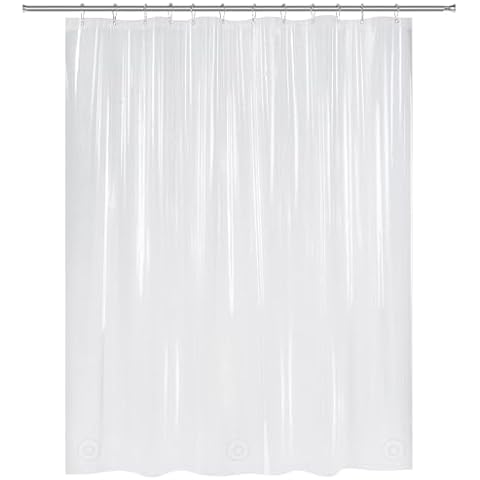 AmazerBath Plastic Shower Curtain Clear Premium PEVA, Clear Shower Curtain Heavy Duty 8G, Weighted Shower Curtains for Bathroom Accessories with 3 Big Stones and 12 Rustproof Grommets, 72x72 Inches Cover