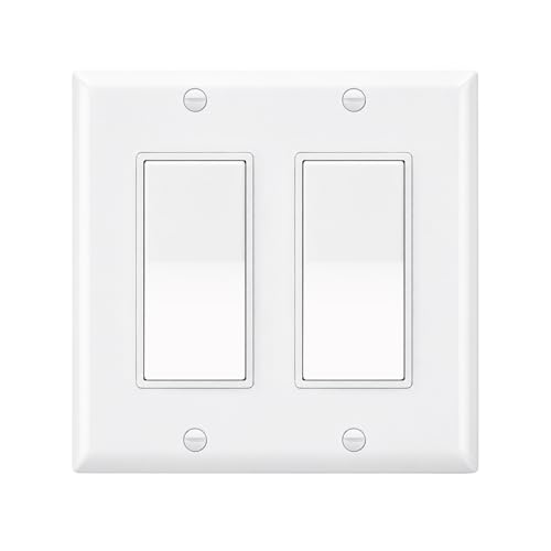 BAOMAIN Decora Light Switch Single Pole Rocker Combo with 2-Gang Plate