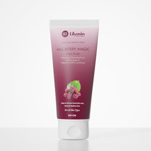 Image of Exfoliating Scrub Mulberry Magic with White Lily & Orange Peel - 100GM, Clean - Natural & Organic, For Men & Women, Brightening Polish Scrub, Removes Dead Skin Cells, Smoothens & Hydrates