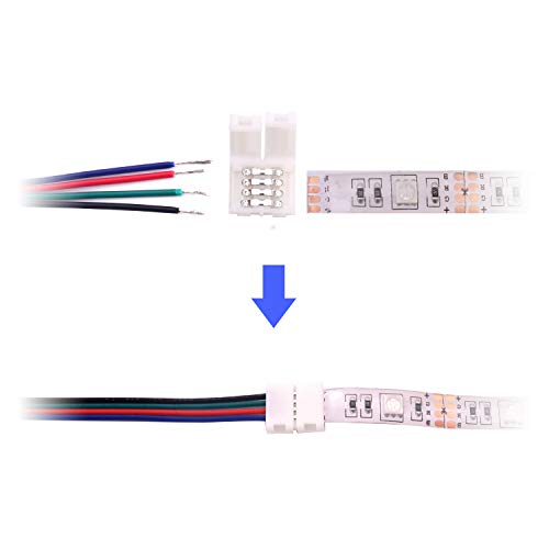 Icreating 100Ft 4 Pin Rgb Extension Cable Wire Cord For 5050 3528 Color Changing Flexible Led Strip Light With 10X Gapless Led Strip Connectors, 20X Led Strip Clips, 20X 4 Pin Male To Male Connector #TOP3