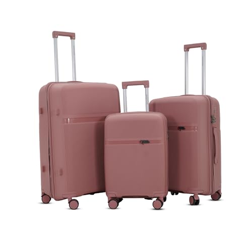 Image of AMERICAN TRAVELLER Touris Fly Trolley Luggage Bags | Polypropylene Set of 3 Lightweight Large Expandable Hardshell Suitcase Travel Bag with 8 Disc Wheels & TSA Type Lock (1, Rose Gold)