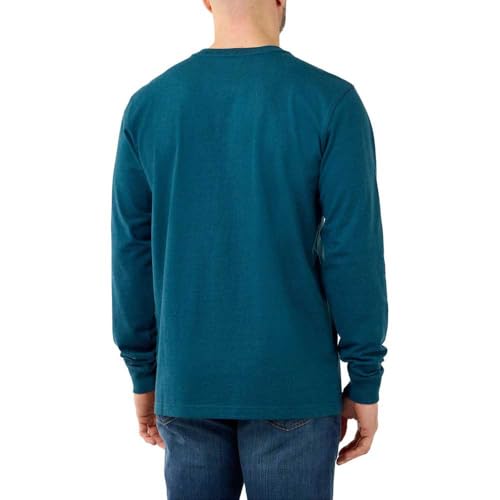 Carhartt Relaxed Fit Schweres Langarm-T-Shirt mit Grafik und Logo-Ärmeln für Herren, Blau, L