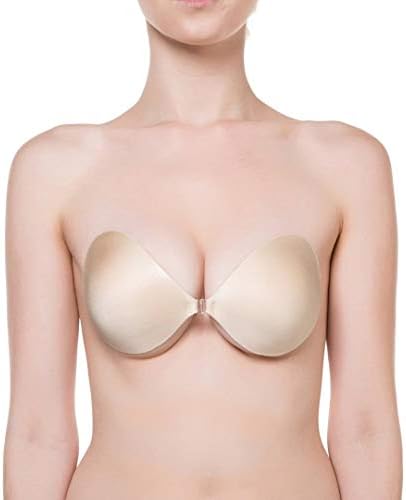 NuBra Seamless Push Up Adhesive Bra with Molded Pads (Size B, Nude)