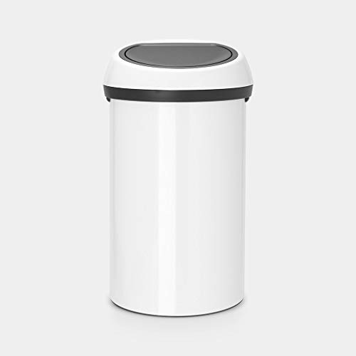 Brabantia 108686 Abfalleimer Touch Bin 60 L mit Deckel in weiß/grau, Plastik, Weiß, 58 x 28 x 28 cm – Bild 3