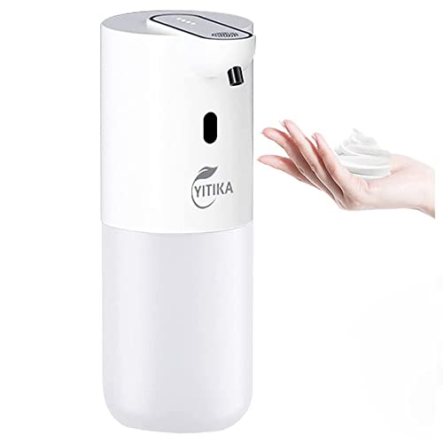 YITIKAソープディスペンサー 非接触赤外線センサー自動 ハンドソープディスペンサー、4レベル調整400ml 大容量 USB充電 ハンドソープ 洗剤 洗面所などに適用 半透明ボトル