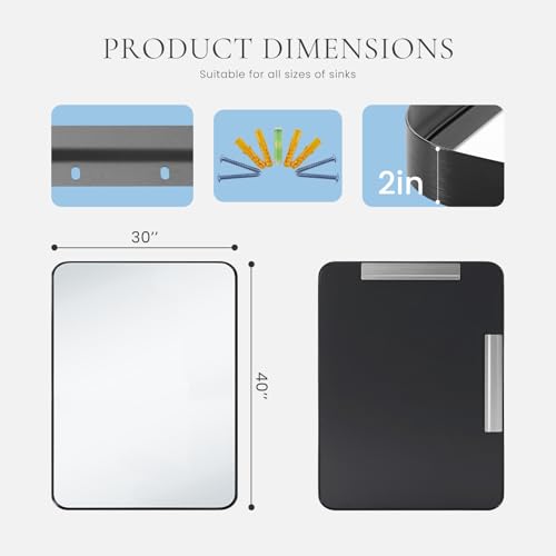 Image of NEWBULIG Bathroom Mirror, Wall Mirror with Aluminum Alloy Thin Frame, Bathroom Mirrors for Over Sink, Bedroom, Living Room, Entryway