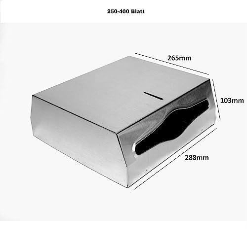 REBMANN Dispensador Servilletas de Papel Autoadhesivo Pared (3 m, con pegamento potente, 250-400 hojas, acero inoxidable)