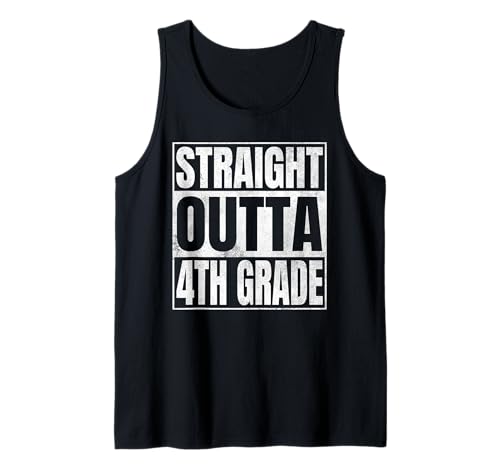 Straight Outta 4th Grade Shirt Girls Boys Funny Graduation Canotta