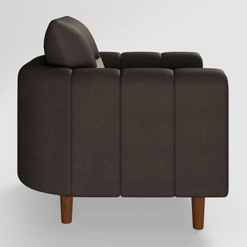 Image of GODREJ INTERIO Sofa Smuff V2 1 Seater Fabric Sofa for Living Room, 3-Years Warranty, Solid Wood, Beige and Brown