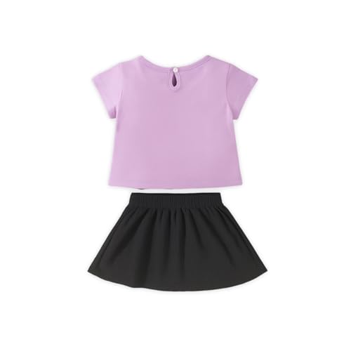 Image of Kidbea Baby Girl Bear Printed Cotton Top with Skirt Set | Comfortable, Stylish or Casual Outfit for Kids (Purple, 6-12 Months)