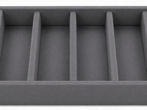 Image of La Trove 6 Slot Velvet Bangle Organizer Tray for Kada & Bracelets, Grey | Soft lined sections hold bangles, kada, bracelets & rings; keeps accessories sorted in drawer, wardrobe & dressing table