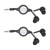 LRXIYODE Einziehbare Kabelgebundene in Ear Ohrhörer Schwarz Ergonomisch Geformt mit Doppeltem Zugmechanismus Tragbar für Reisen Büro und Studenten HiFi Klang