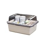 Lamantt防塵排水ラック、哺乳瓶、ベビー玩具・食器、新生児用離乳食収納ボックス、ウォーターボトル排水ラック、ベビー用品 (大型ブルーグレー【防塵防虫・排水】)