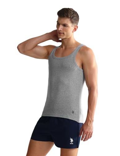 Image of U.S. Polo ASSN. Men's EV006 Pure Cotton Ribbed Vest - Pack of 1