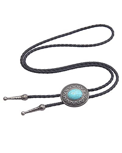 Image of GelConnie Native American Bolo Tie Rodeo Cowboy Leather Necktie Western Necklace Costume Accessories for Men,Women
