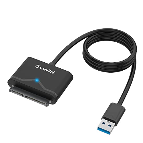 Wavlink USB3.0 to SATA 3 Hard Drive Cable Adapter, SATA to USB A 5Gbps Adapter Cable, External Hard Drive Connector Converter to USB for 2.5 inch 3.5 inch HDD SSD Data - Not Include Power Adapter