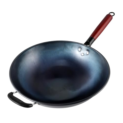 Wok tradicional de hierro fundido Unomor con mango antideslizante miniatura 1