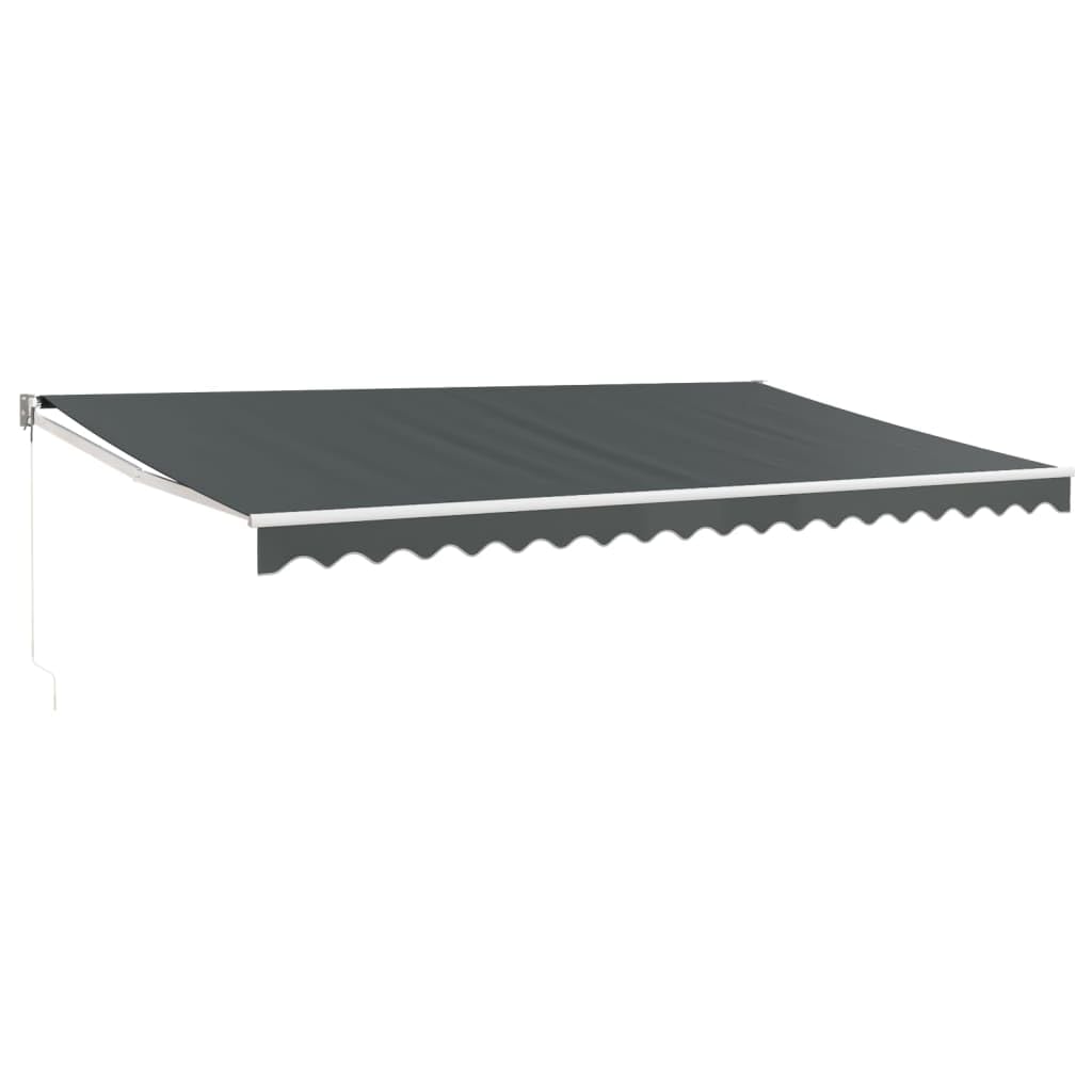 Markise Einziehbar Anthrazit 5x3 m Stoff und Aluminium, Sichtschutz Balkon, Balkon Markise, Seitenmarkise, Klemmmarkise, Sonnenvorhang, Balkonmarkisen - 3154440