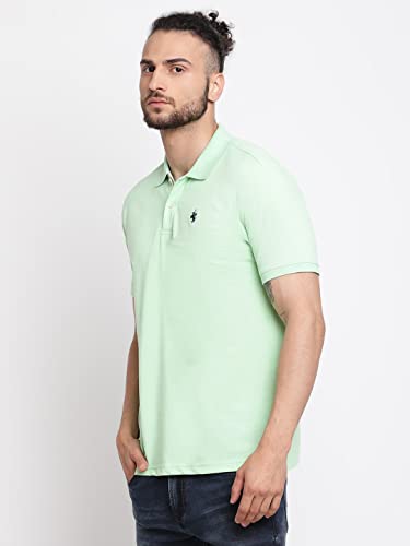 Image of Cantabil Men's Cotton Blend Solid Polo Neck T-Shirt (Regular Fit)