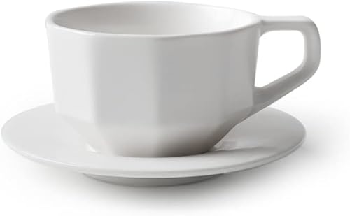 MU MO Taza de capuchino de porcelana de 9 onzas con platillo, taza de cerámica Latte Art, taza de café expreso para bebidas de café especiales, café