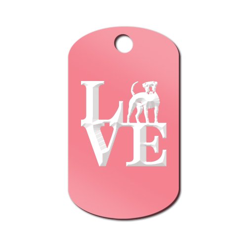 Mister Petlife Love American Bulldog Engraved Keychain/GI Tag Park Bully Pink