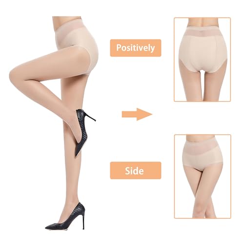 Image of Women's 15D Ultra-thin Stockings High-waisted Tight Pantyhose High Elasticity Stockings Beautiful Skin Stocking 2 Pairs Skin Color