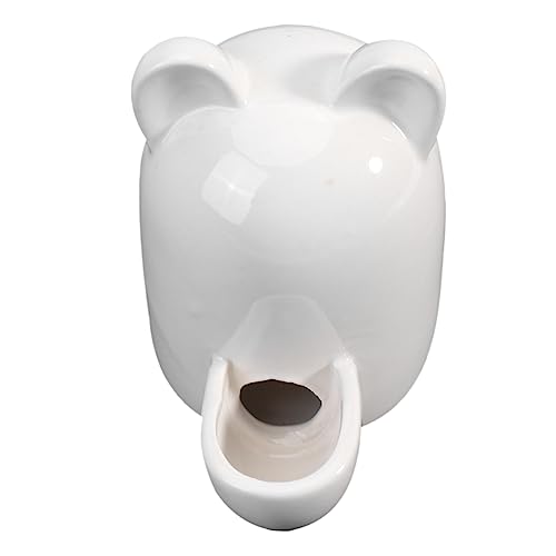 HOLIDYOYO Cartoon Cat Ears Automatic Pet Feeder Self Dispensing Water Bowl for Hamsters Rabbits Small Pets Ceramic Design White