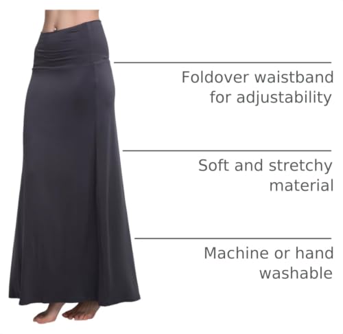 Image of Urban CoCo Women's Stylish Spandex Comfy Fold-Over Flare Long Maxi Skirt
