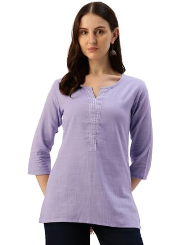 Image of Elegant Short Kurti for Women - 3 /4 Sleeves | Round Neck | (S to XXL)