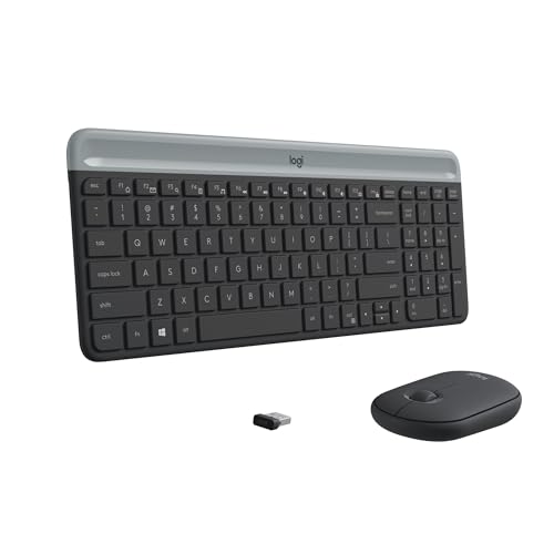 Combo Teclado e Mouse sem fio Logitech MK470 com Design Slim, Digitação e Clique Silencioso, Mouse Ambidestro, Conexão USB e Pilhas Inclusas - Grafite
