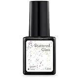 Sensationail Gel Nail Polish, “Shattered Glass” Clear with Multi-Color Glitter Flecks Gel Polish...