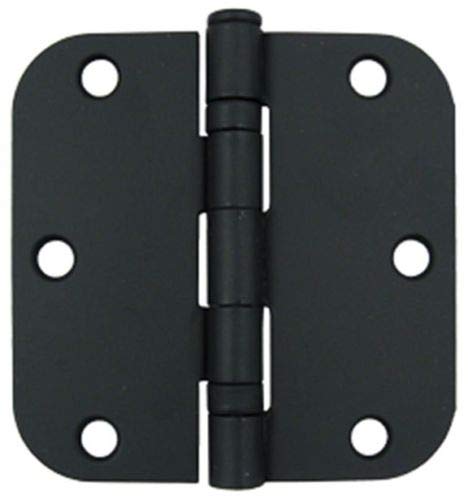 Flat Black 3.5" x 3 1/2" Heavy Duty Ball Bearing 5/8" Corner Radius Hinge w/Screws