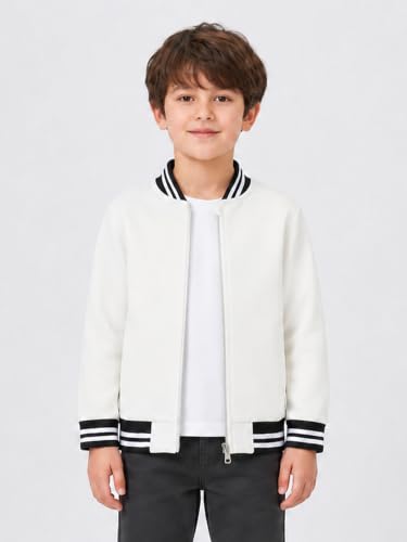 Image of LittleSpring Boys Girls Varsity Baseball Jacket Zip Up Bomber Jacket Thin 2-10Years