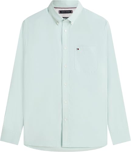 Tommy Hilfiger Herren Hemd Light Oxford Solid mit Stretch, Grün (Crushed Mint), XS – Ansicht 6