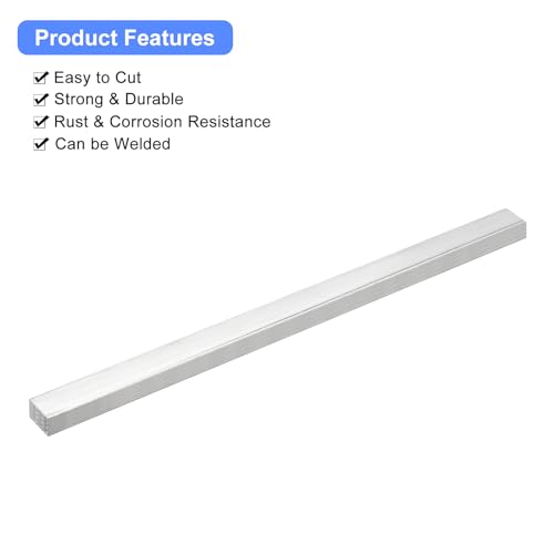 Image of uxcell Square Aluminum Flat Bar, 3 /8 inch Thick 0.6 inch Width 10 inch Length Square Aluminum Bar 6061 Aluminum Flat Plate, 10 x 15 x 254mm T6511 Solid New Mill Stock for Industrial Building