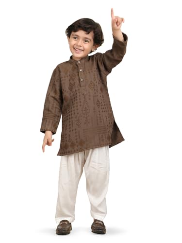 Image of POLKA TOTS Boys Cotton Pathani Set | Premium Pathani Kurta & Pyjama Set for Boys | Kurta Pajama for Kids Boy | Pathani Suit for Kids, Baby Boys & Toddlers | Ethnic Wear for Boy