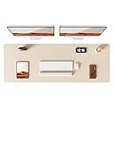 YSAGi Leather Desk Pad Protector, Office Desk Mat, Large Mouse Pad, Non-Slip PU Leather Desk Blotter, Laptop Desk Pad, Waterproof Desk Writing Pad for Office and Home (Eggshell, 47' x 17')