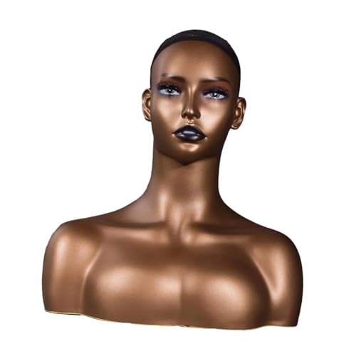 Cabeza de maniquí profesional con hombros para peluca lisa multifuncional