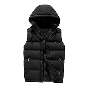 AIEOE Gewatteerd vest voor heren, licht en eenvoudig outdoorvest met afneembare capuchon en binnenzak