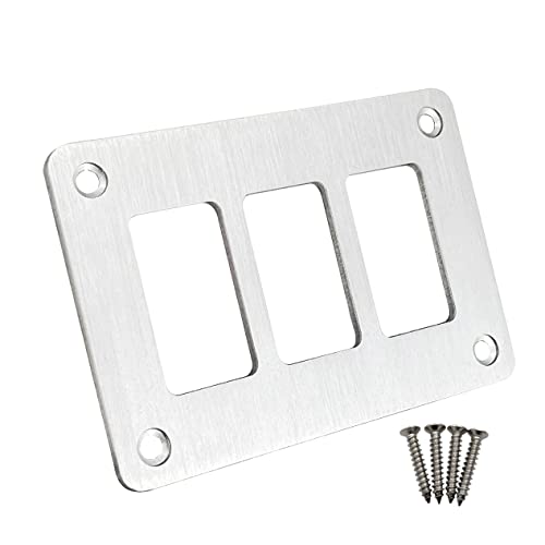 Image of 3 Way Rocker Switch Brushed Mounting Bracket Panel Silver Toggle Switch Housing for Car Boat Bus Motorcycle Tractor Waterproof