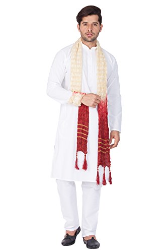 Image of VASTRAMAY Men's Burgandy Silk Blend Only Kurta