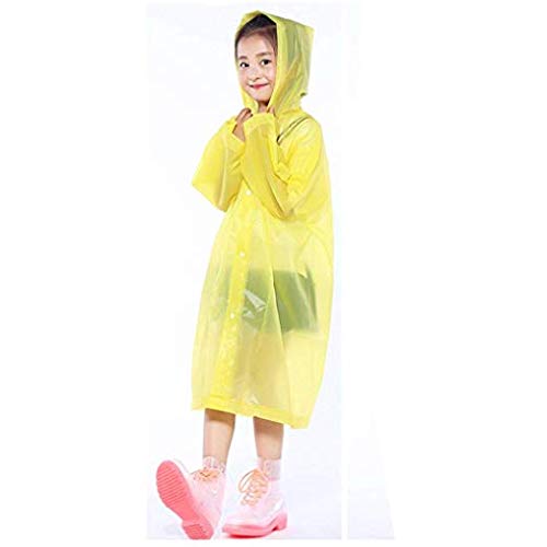 Image of V3E Kids Boys & Girls Portable PVC Lightweight Waterproof Emergency Raincoat with Hoods and Sleeves Perfect for Outdoor Activities (Yellow)-(Pack of 01)