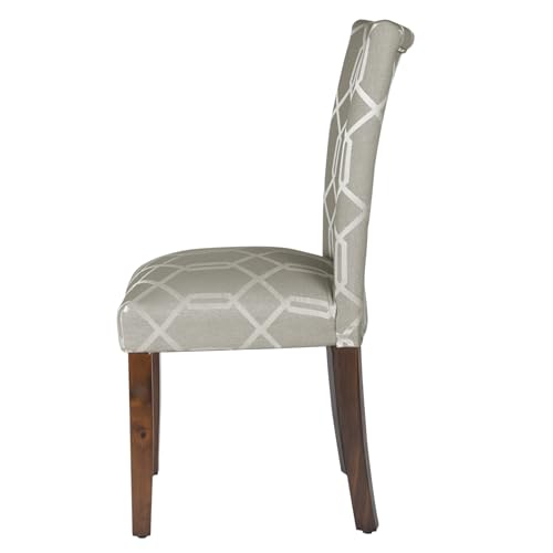 Image of HomePop Parsons Dining Chair - Pewter Gray Cream Lattice (Set of 2)
