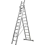 Homelux 825022 Escalera Aluminio Triple, 3 + 3 +3, 3 x 11 Peldaños, 18.5 kg